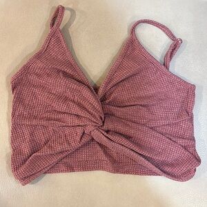 Shein Knot Front Waffle Crop Top